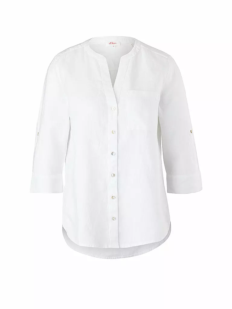 S.OLIVER | Leinenbluse  | weiß