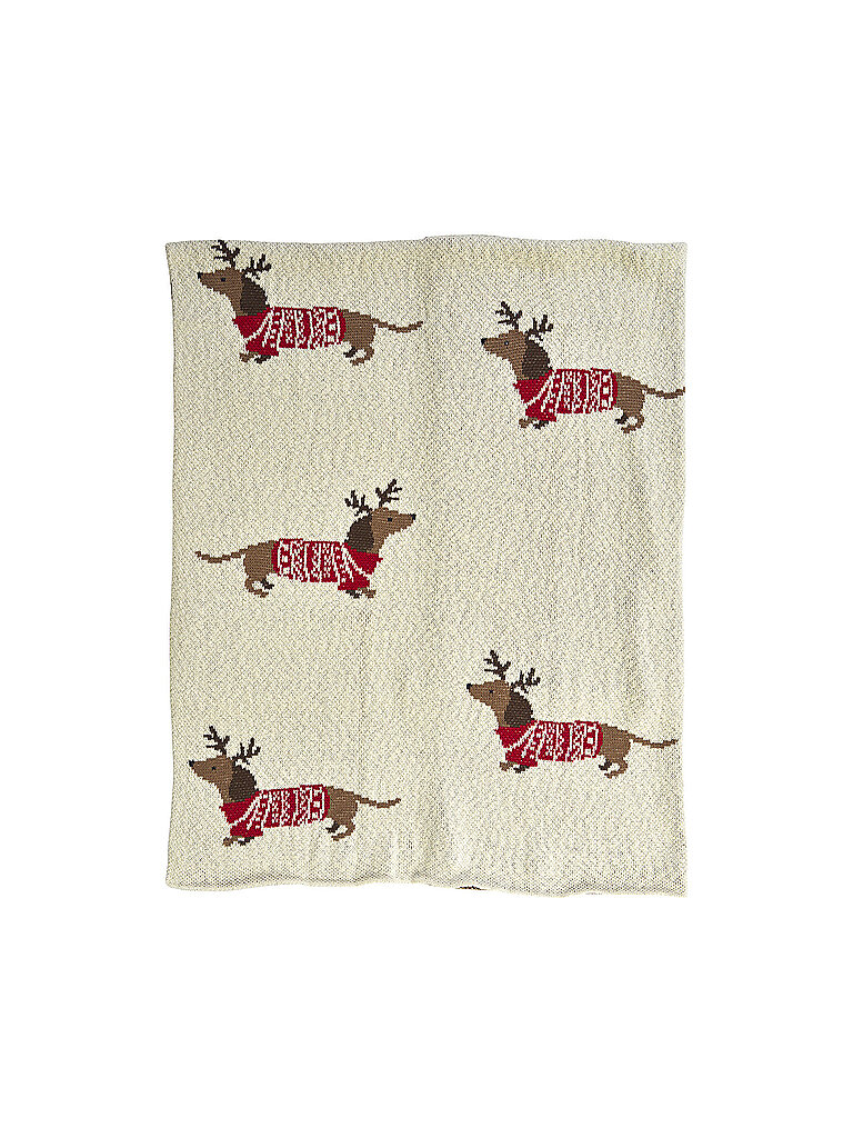 SANDER Couvre-lit de Noël - Plaid 130x170cm MERRY DOGS Original beige