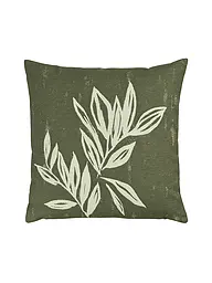 SANDER | Kissenhülle 50x50cm BIG LEAVES Honey | dunkelgrün