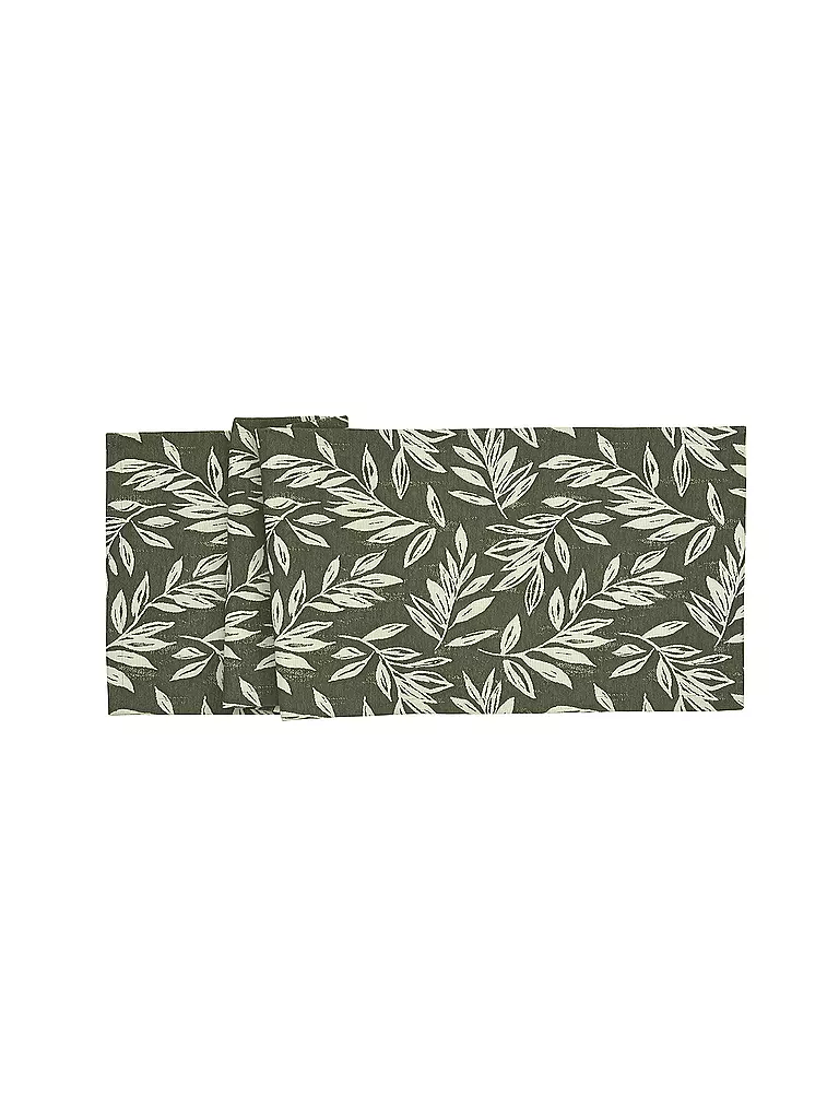 SANDER | Tischläufer LEAVES 40x100 Khaki  | dunkelgrün