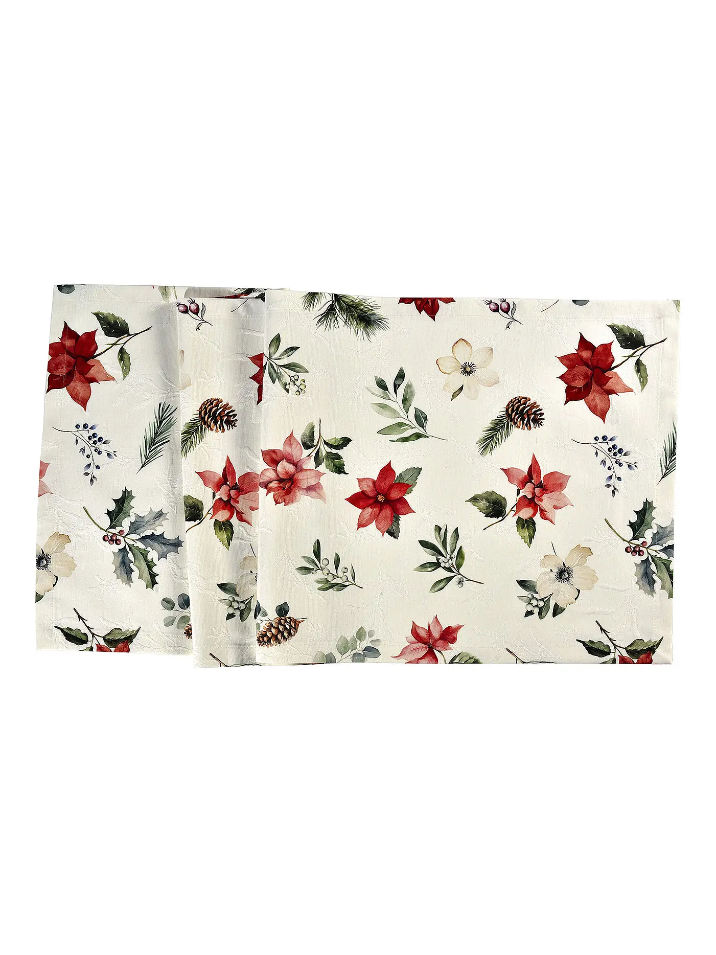 SANDER | Tischläufer X-MAS FLOWERS 40x100cm Original | creme