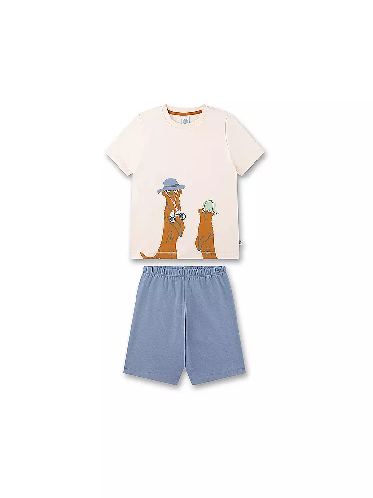 SANETTA | Jungen Pyjama Set 2-teilig (T-Shirt und Shorts) | creme