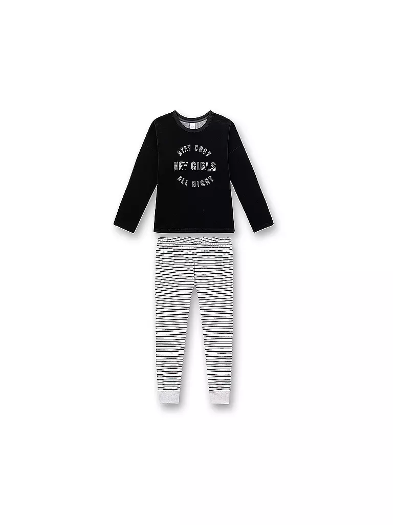 SANETTA | Mädchen Pyjama Hey Girls | schwarz