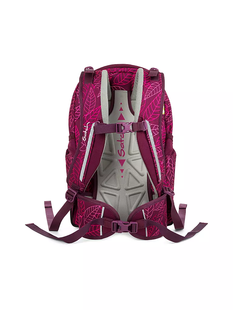 SATCH | Schulrucksack "Sleek - Purple Leaves" | rot