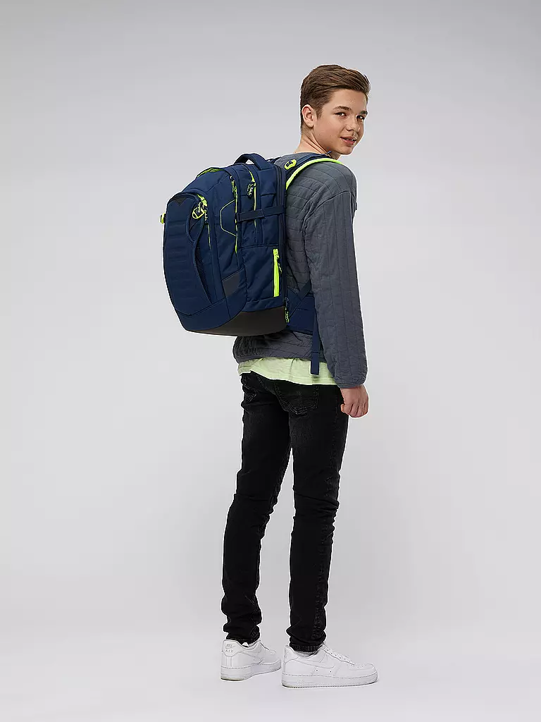 SATCH | Schulrucksack Satch Match Toxic Yellow | dunkelblau