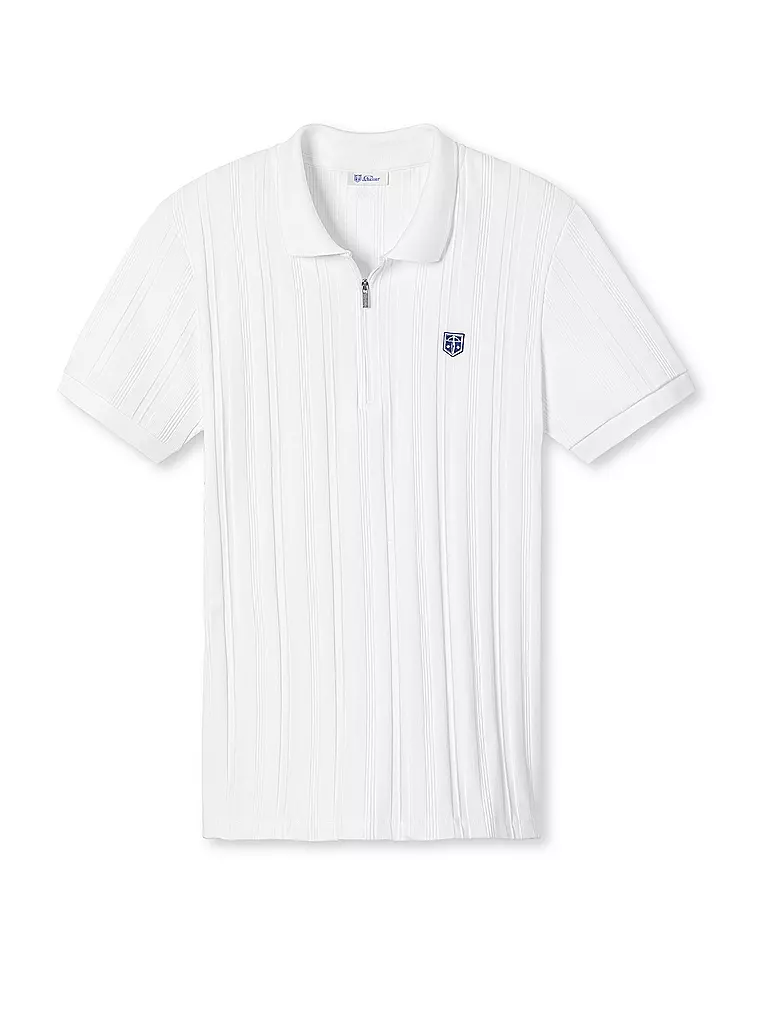 SCHIESSER REVIVAL | Pyjamaoberteil - Poloshirt " Felix " | weiß