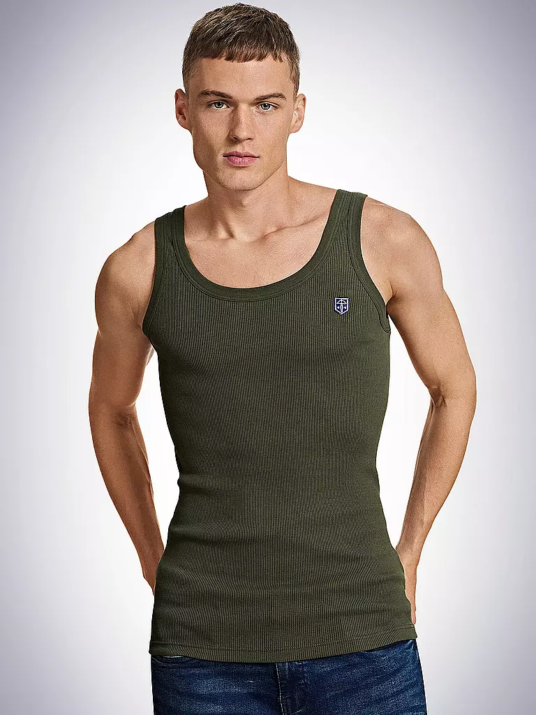 SCHIESSER REVIVAL | Tank Top " Friedrich " | olive