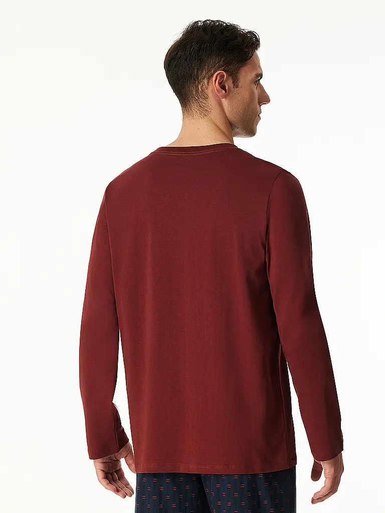 SCHIESSER | Pyjama Langarmshirt MIX + RELAX | dunkelrot