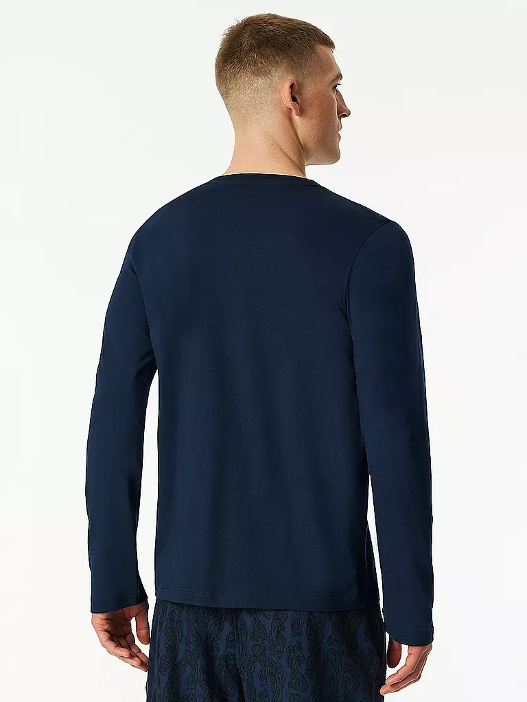 SCHIESSER | Pyjama Langarmshirt | dunkelblau