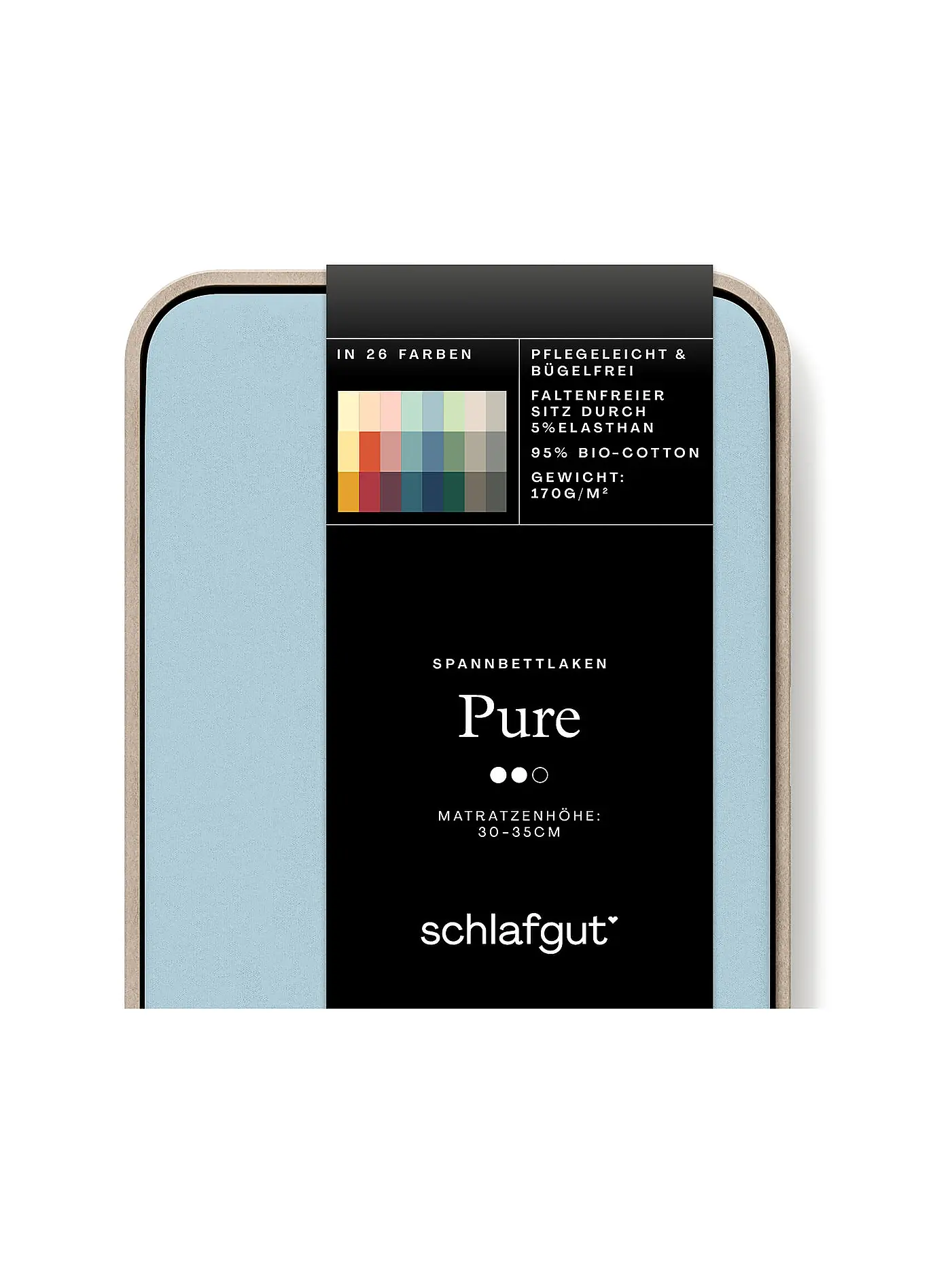 SCHLAFGUT | Jersey Spannleintuch PURE 90x200cm Grey Deep S  | hellblau
