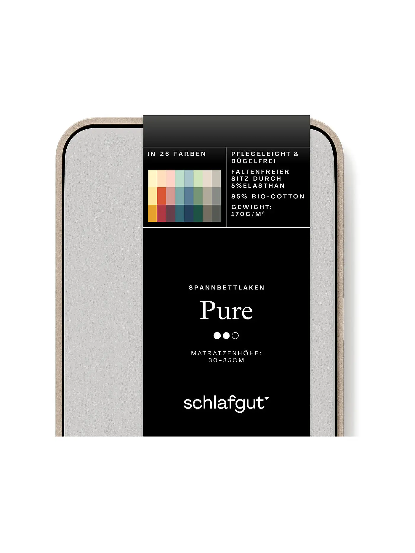 SCHLAFGUT | Jersey Spannleintuch PURE 90x200cm Grey Deep S  | hellgrau