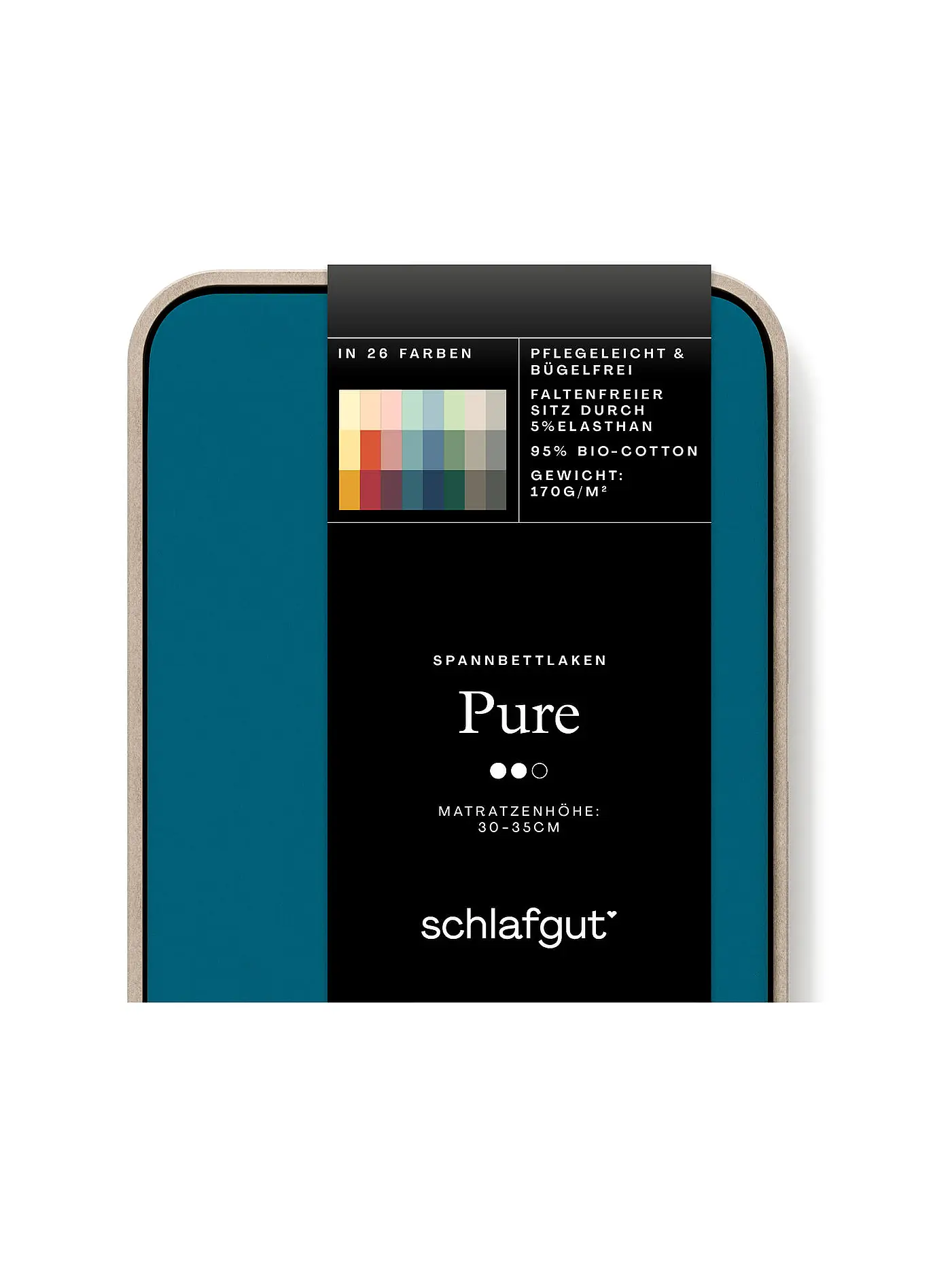 SCHLAFGUT | Jersey Spannleintuch PURE 90x200cm Grey Deep S  | petrol