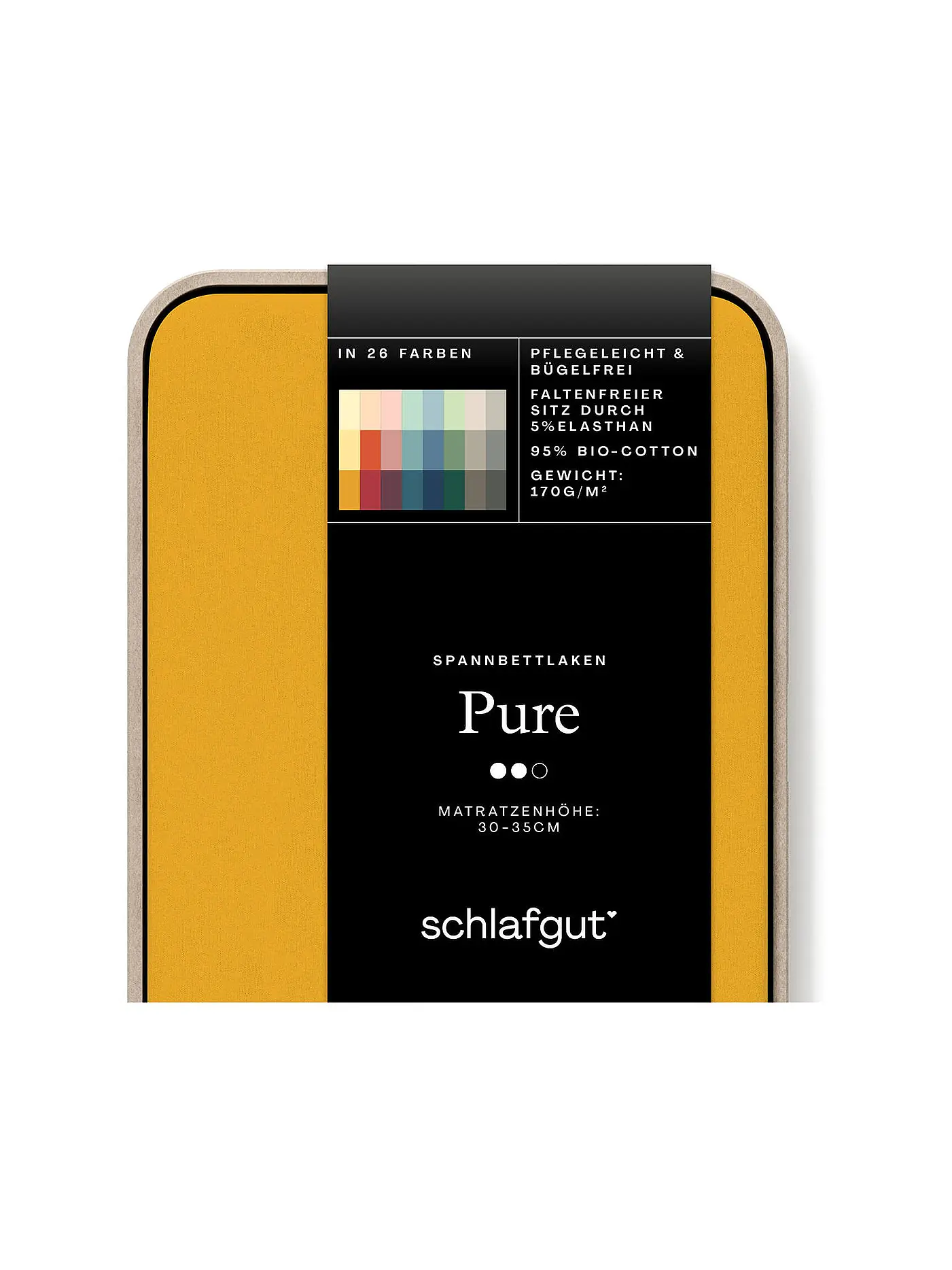 SCHLAFGUT | Jersey Spannleintuch PURE 90x200cm Grey Deep S  | gelb