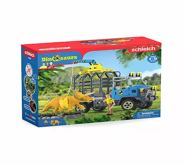 Schleich 42565 – Mission De Transport Dino – Camion + Grue + Tricératops + 43 Pièces – Dès 4 Ans – Jeu D’aventure