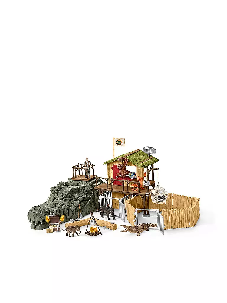 SCHLEICH | Dschungel Forschungsstation Croco "Wild Life" 42350 | transparent