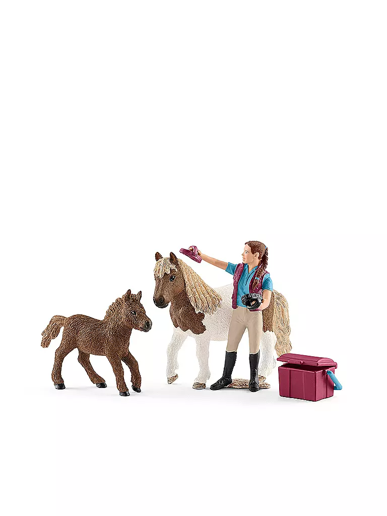 SCHLEICH | Pferdepflegerin mit Shettys "Horse Club" 42362 | transparent