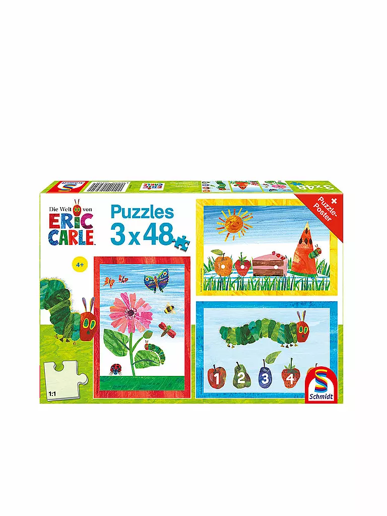 SCHMIDT-SPIELE | Puzzle - Die Welt der kleinen Raupe Nimmersatt 3x48 Teile | keine Farbe