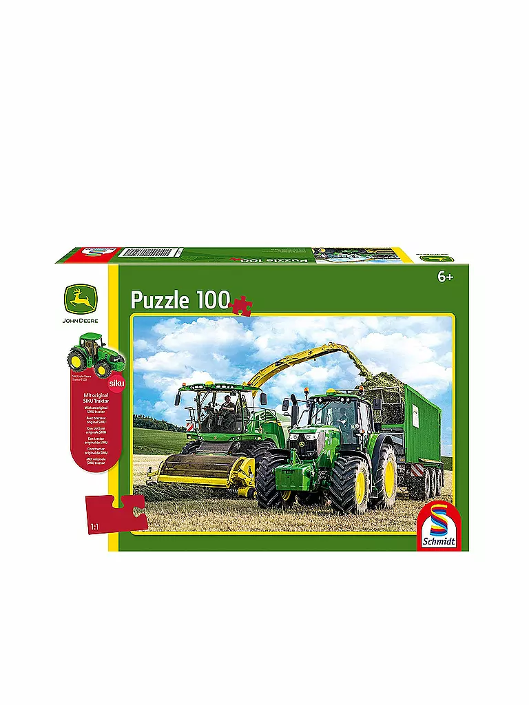 SCHMIDT-SPIELE | Puzzle - Traktor und Feldhäksler (100 Teile) | transparent