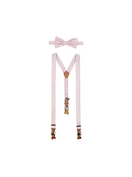 SEIDENFALTER | Hosenträger Set mit Fliege und Knopf-Clips | rosa