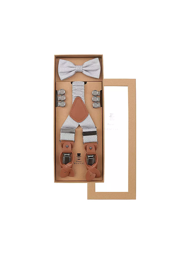 SEIDENFALTER | Hosenträger Set mit Fliege und Knopf-Clips | dunkelblau