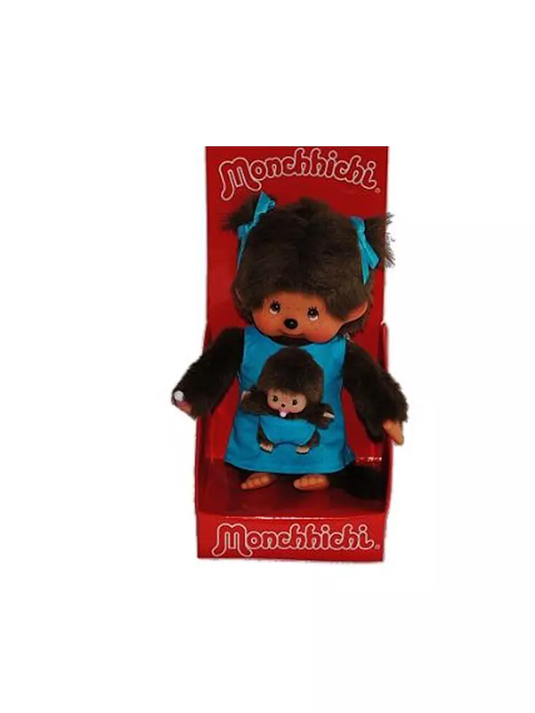 SEKIGUCHI | FOTO FALSCH - Plüschtier - Monchhichi Mutter mit Kind 20cm | transparent