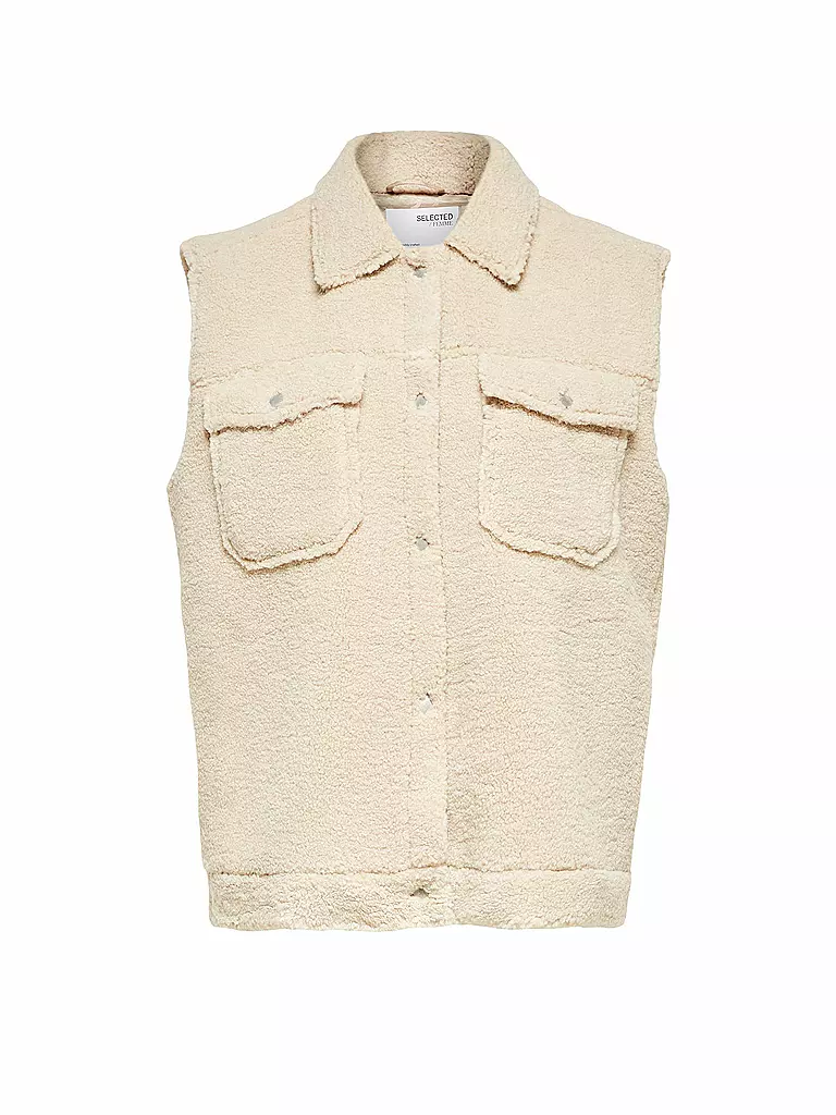 SELECTED FEMME | Gilet - Weste in Felloptik SLFJANY  | beige