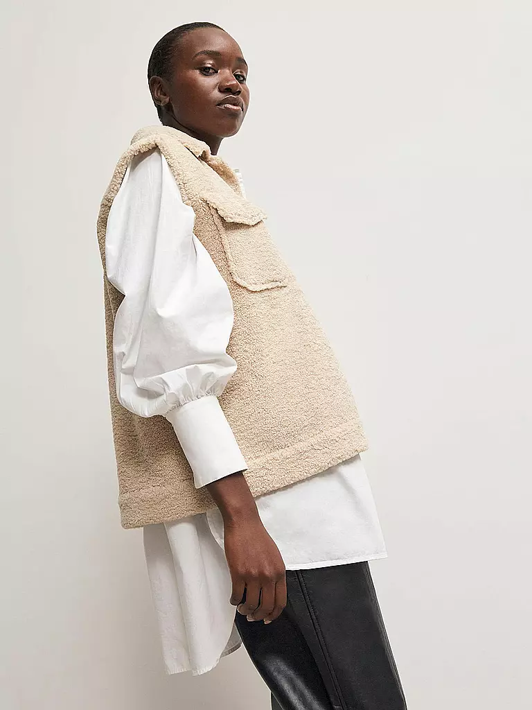 SELECTED FEMME | Gilet - Weste in Felloptik SLFJANY  | beige