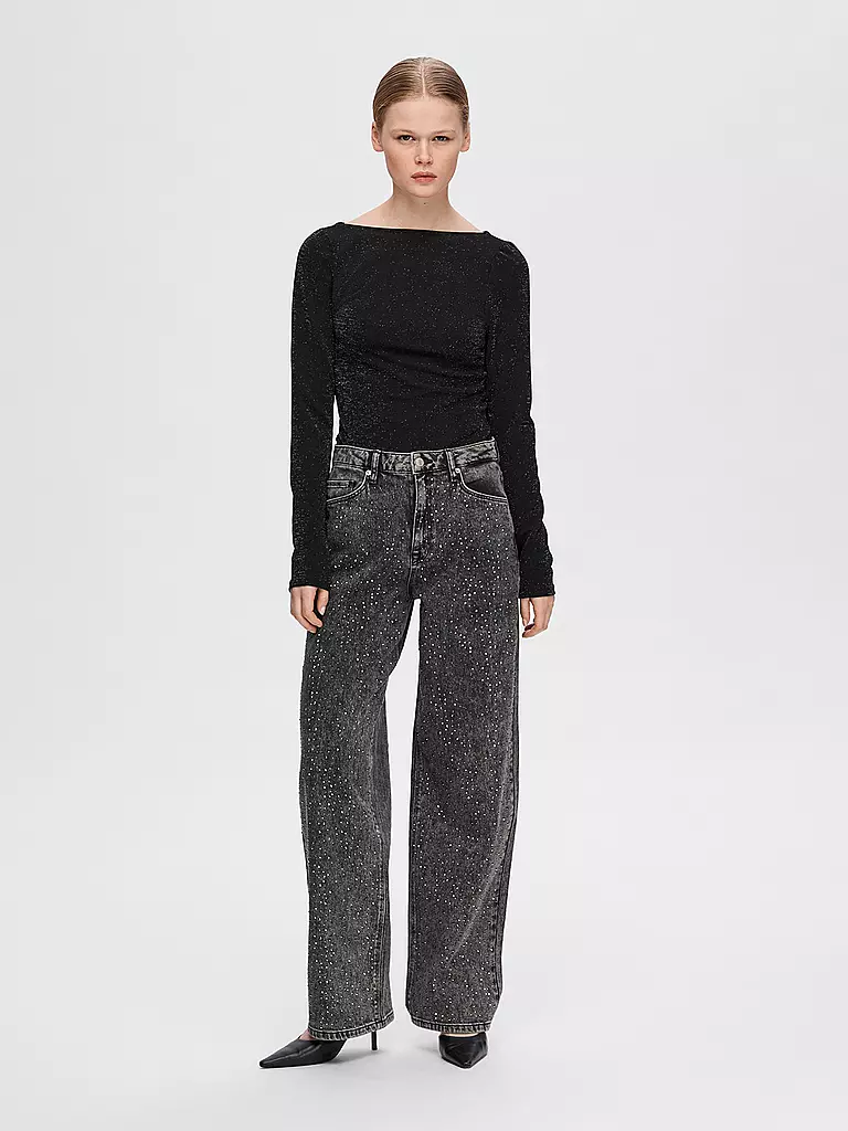 SELECTED FEMME | High Waist Jeans SLFMARLEY-DIA  | grau