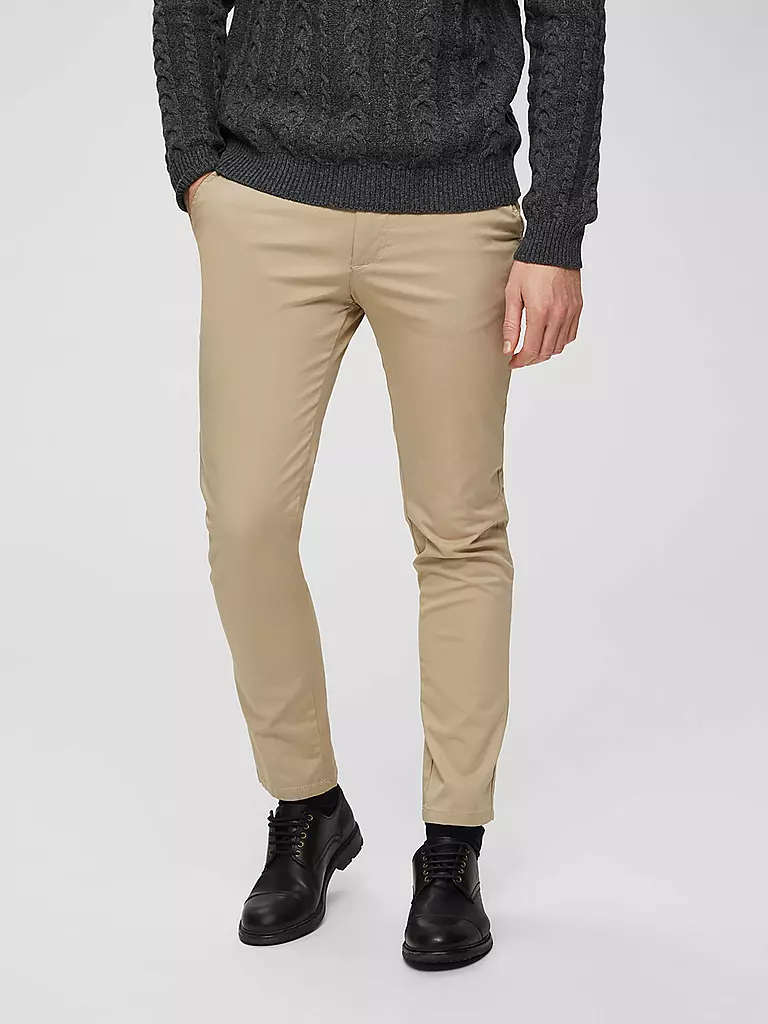 SELECTED | Chino mit Gürtel "SLHSLIM" | beige