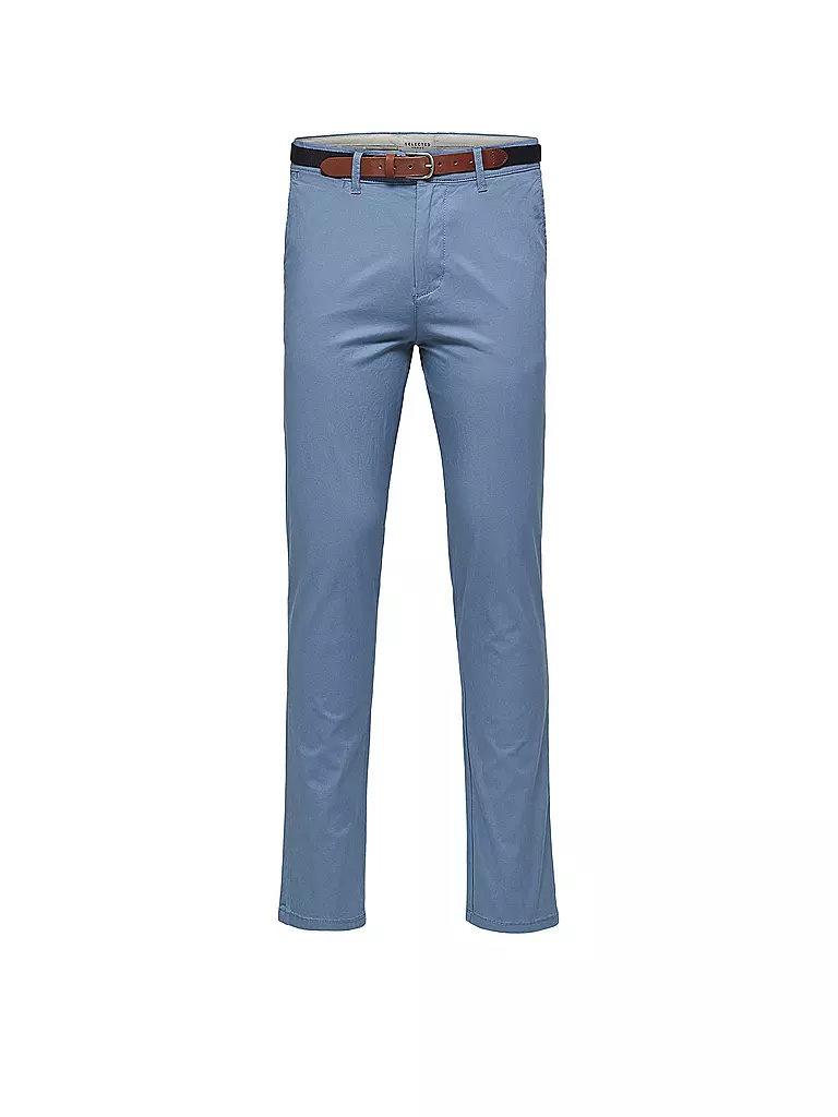 SELECTED | Chino mit Gürtel "Slim SHHYARD" (Blue Shadow) | blau