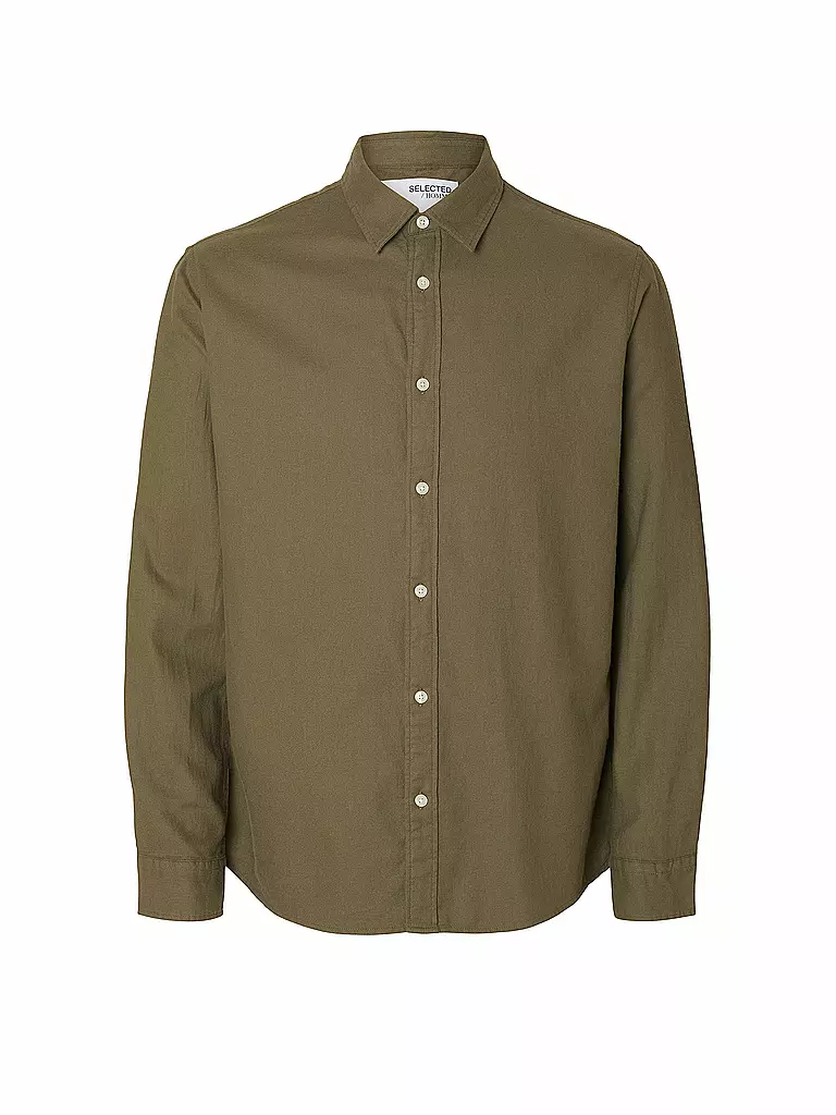 SELECTED | Flanellhemd Slim Fit SLHSLIMOWEN | olive