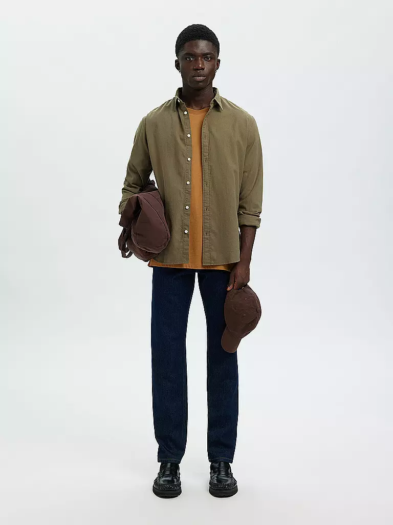 SELECTED | Flanellhemd Slim Fit SLHSLIMOWEN | olive