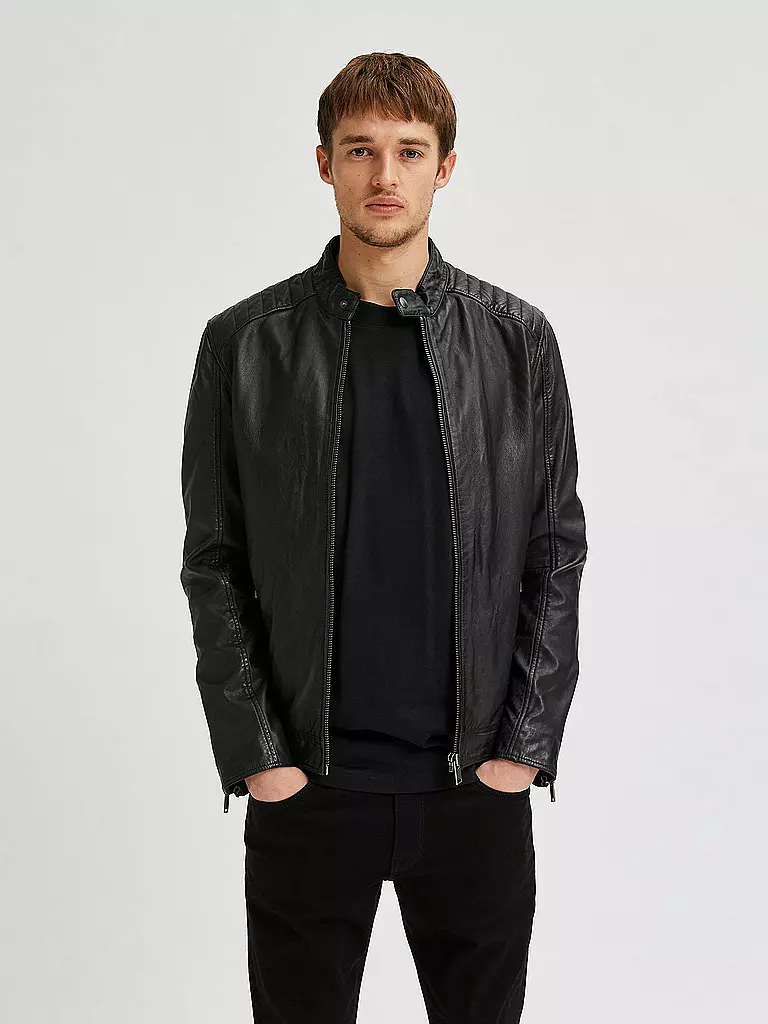 SELECTED | Lederjacke SLHICONIC  | schwarz