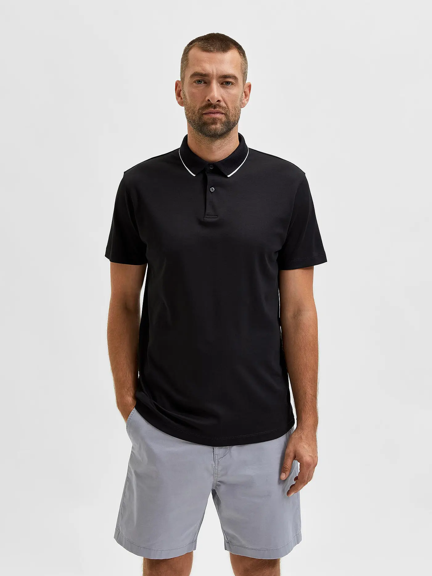 SELECTED | Poloshirt SLHLEROY COOLMAX | schwarz