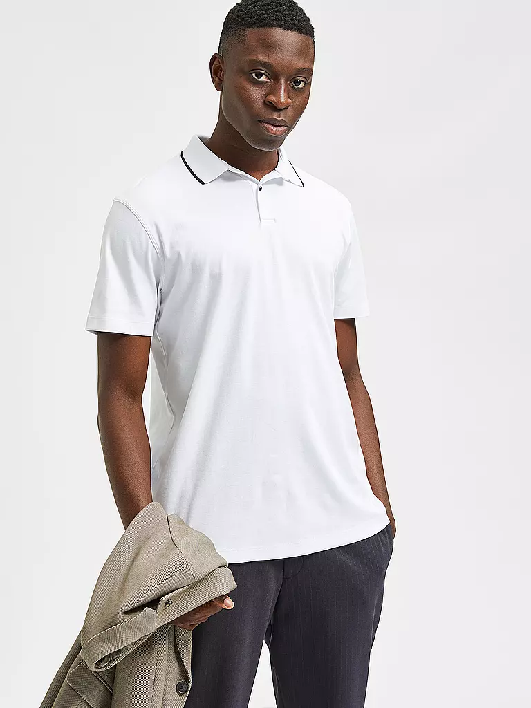 SELECTED | Poloshirt SLHLEROY COOLMAX | weiss