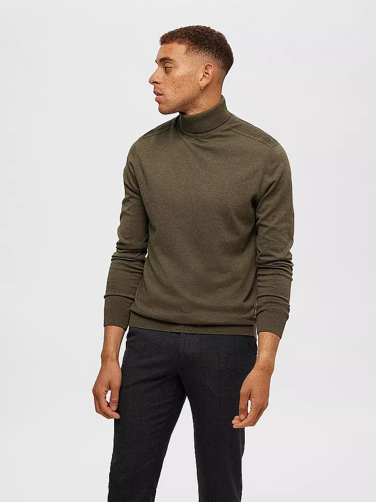 SELECTED | Rollkragenpullover SLHBERG | olive