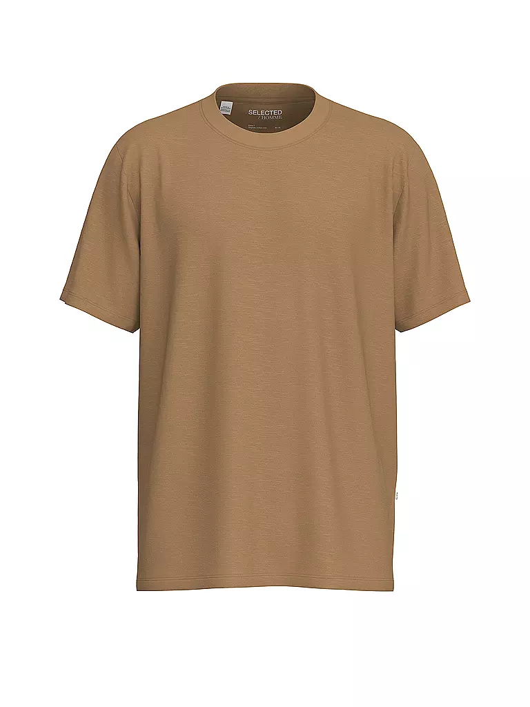 SELECTED | T-Shirt SLHASPEN  | braun