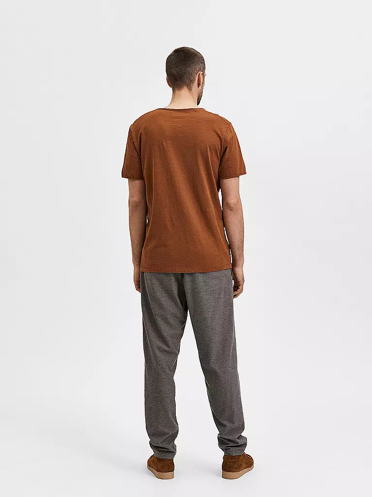 SELECTED | T-Shirt SLHMORGEN | braun