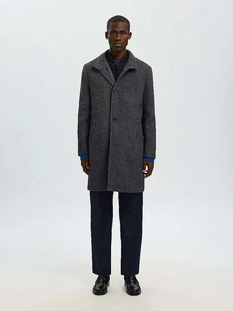 SELECTED | Wollmantel SLHRAINAR | schwarz