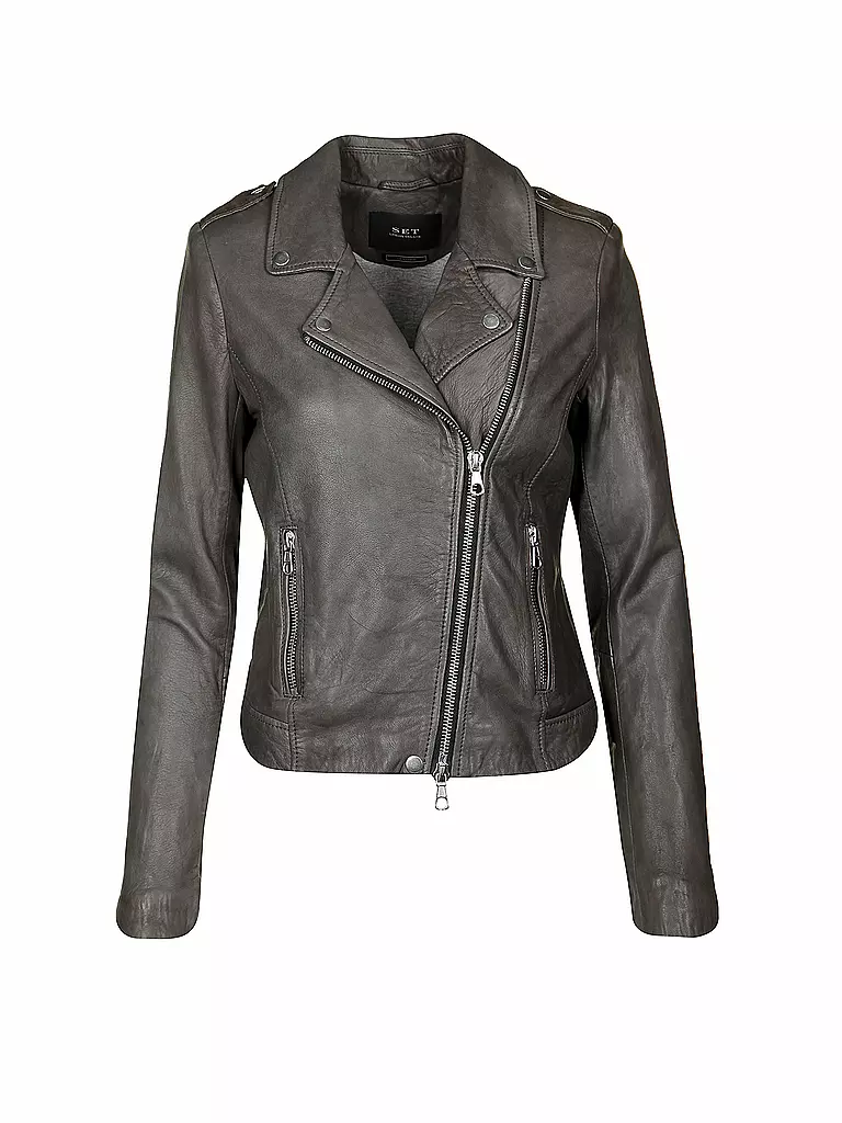 SET | Lederjacke | grau
