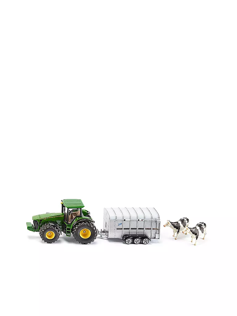 SIKU | John Deere Traktor mit Viehanhänger  | transparent