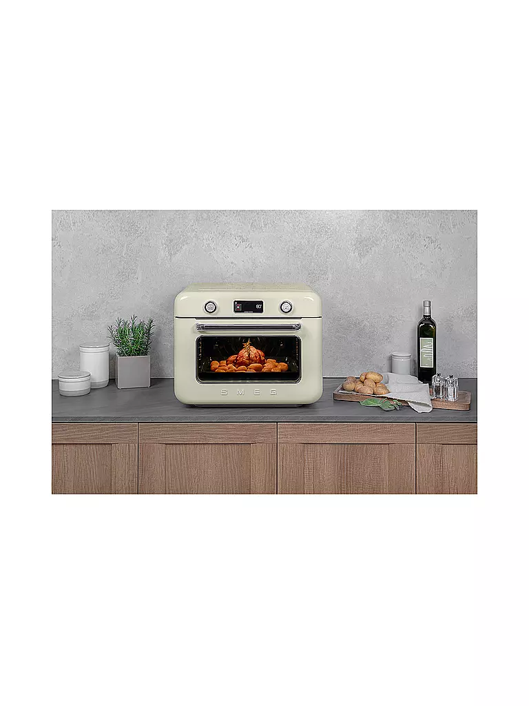 SMEG | Kombi-Tisch Dampfbackofen Creme | hellgrün