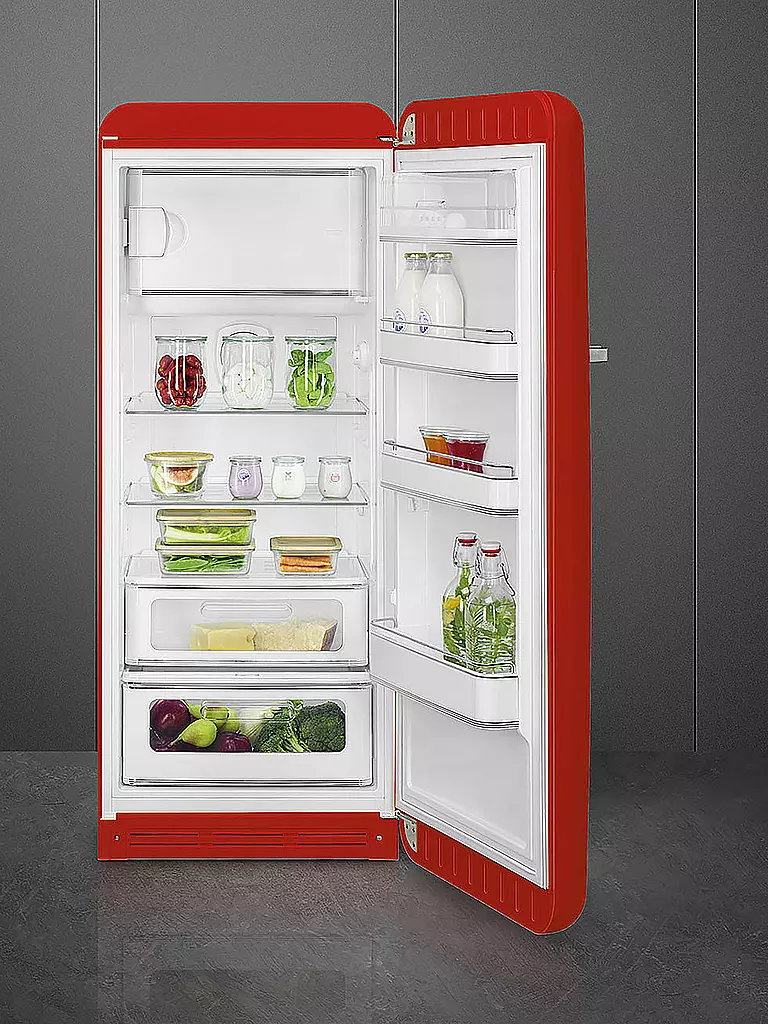 Einbaukühlschrank Mit Gefrierfach 120 Cm Hoch SMEG Kühlschrank mit Gefrierfach 50s Retro Style Rot FAB28RRD5 rot