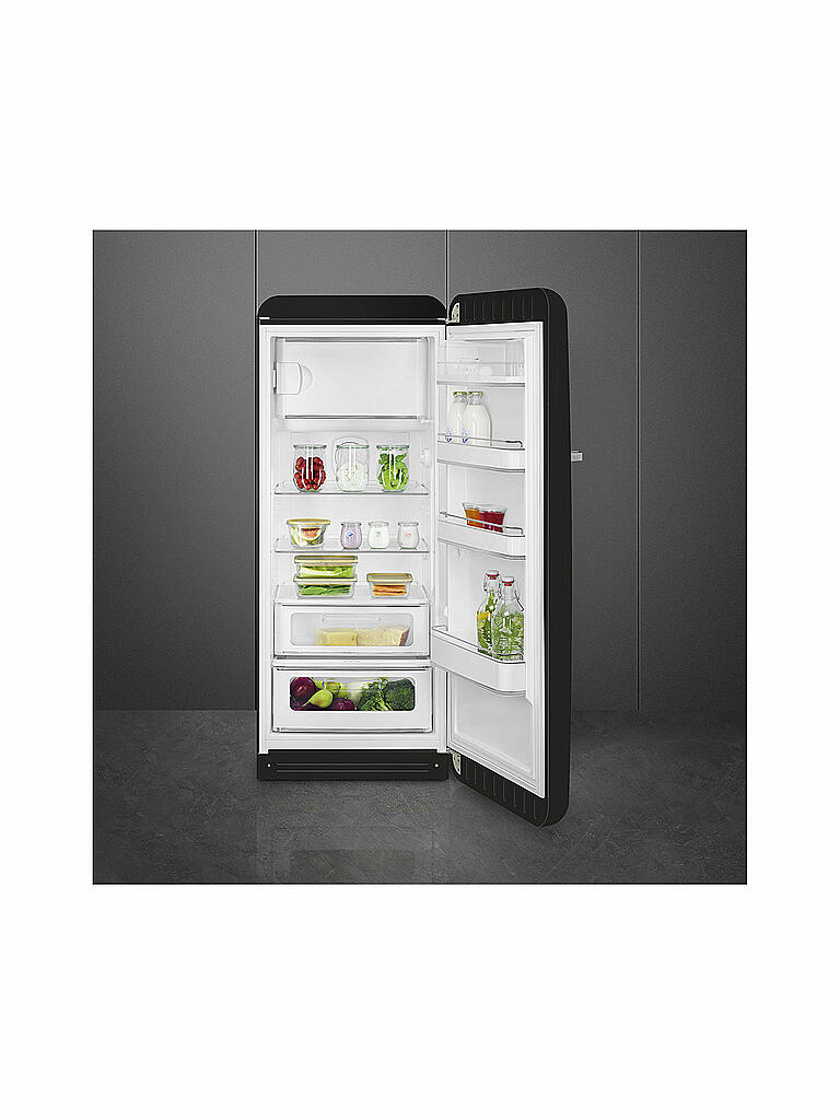Einbaukühlschrank Mit Gefrierfach 120 Cm Hoch SMEG Kühlschrank mit Gefrierfach 50s Retro Style Schwarz FAB28RBL5 schwarz
