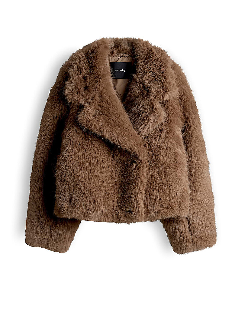 SOMEDAY Jacke in Felloptik VURLA hellbraun | 34