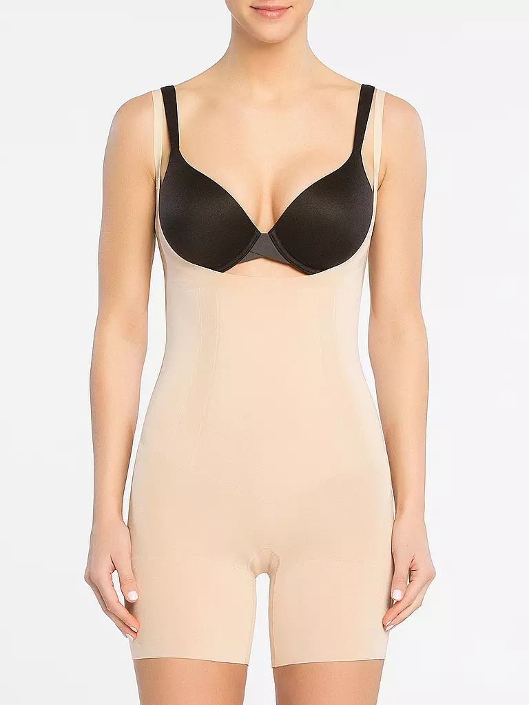 SPANX | Thinstincts® 2.0 Open-Bust Mid-Thigh Bodysuit soft nude | beige