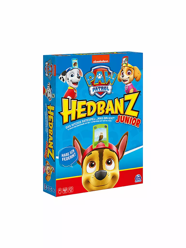 Hedbanz Junior – Paw Patrol: Gioco Di Indovinelli Per Bambini Dai 4 Anni, Con Fascette E Carte Animali, 2-4 Giocatori