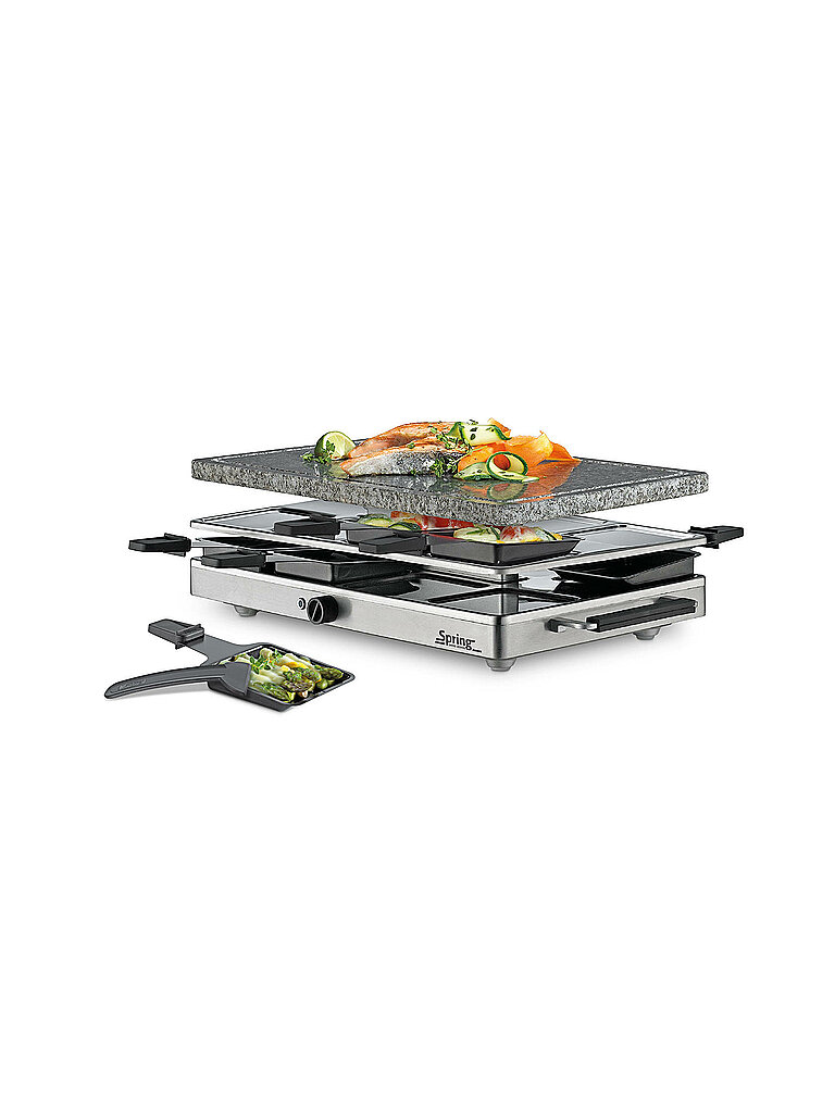 SPRING Raclette8 mit Granitstein (Edelstahl) silber