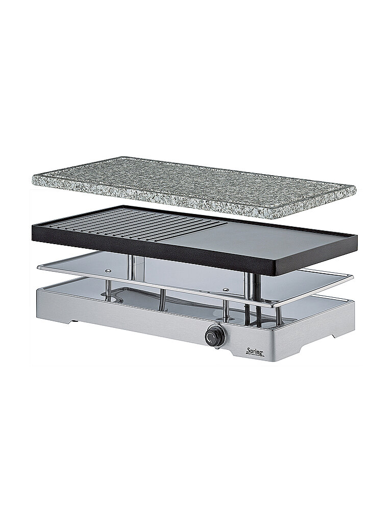 SPRING RACLETTE8 CLASSIC DUO - Raclette mit Alugrillplatte + Granitstein silber