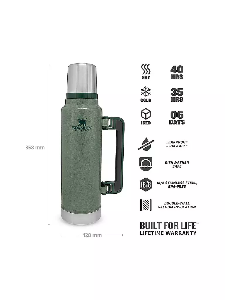 STANLEY | Isolierflasche - Thermosflasche Classic Legendary Bottle 1,4l Grün | olive